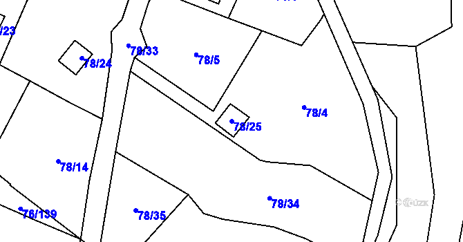 Parcela st. 78/25 v KÚ Poláky, Katastrální mapa