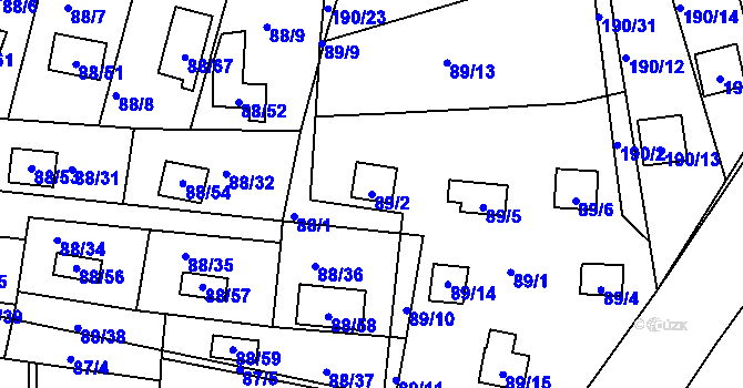 Parcela st. 89/2 v KÚ Poláky, Katastrální mapa
