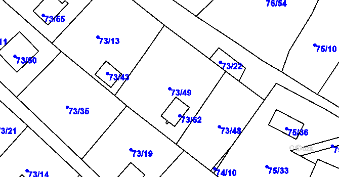 Parcela st. 73/49 v KÚ Poláky, Katastrální mapa