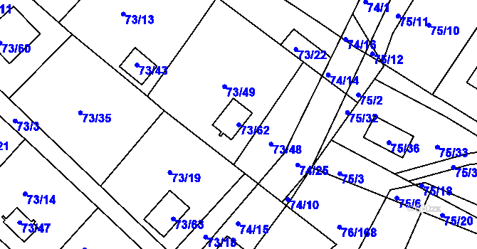 Parcela st. 73/62 v KÚ Poláky, Katastrální mapa