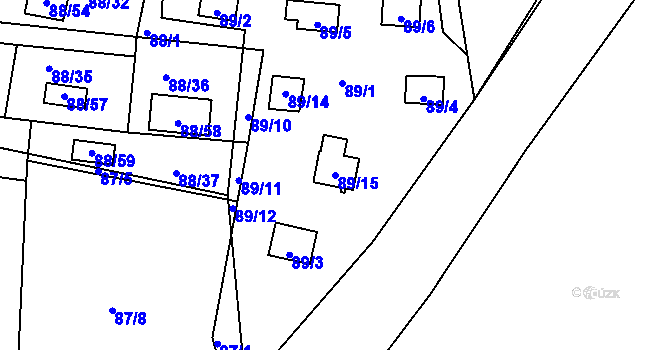 Parcela st. 89/15 v KÚ Poláky, Katastrální mapa