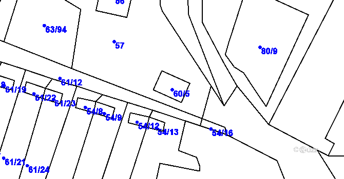 Parcela st. 60/5 v KÚ Poláky, Katastrální mapa