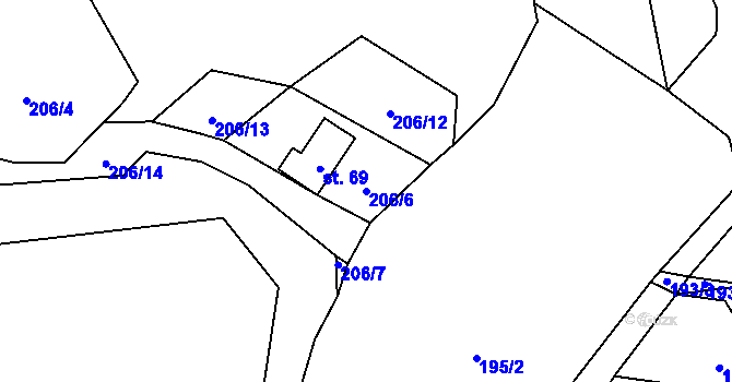 Parcela st. 206/6 v KÚ Polánka u Nepomuka, Katastrální mapa