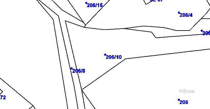 Parcela st. 206/10 v KÚ Polánka u Nepomuka, Katastrální mapa