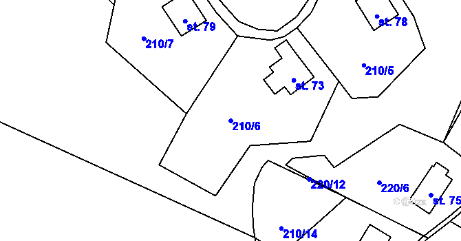 Parcela st. 210/6 v KÚ Polánka u Nepomuka, Katastrální mapa