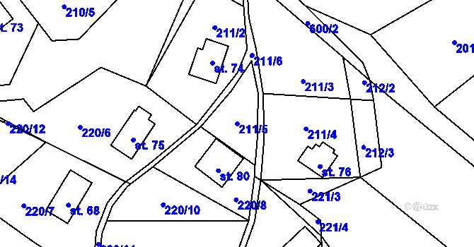 Parcela st. 211/5 v KÚ Polánka u Nepomuka, Katastrální mapa