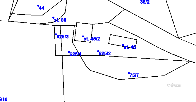Parcela st. 625/2 v KÚ Polánka u Nepomuka, Katastrální mapa