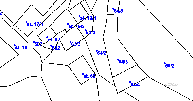 Parcela st. 64/2 v KÚ Polánka u Nepomuka, Katastrální mapa