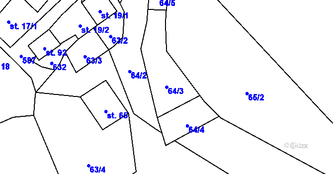 Parcela st. 64/3 v KÚ Polánka u Nepomuka, Katastrální mapa