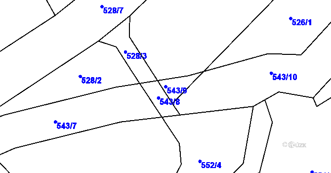 Parcela st. 543/9 v KÚ Polánka u Moravského Krumlova, Katastrální mapa