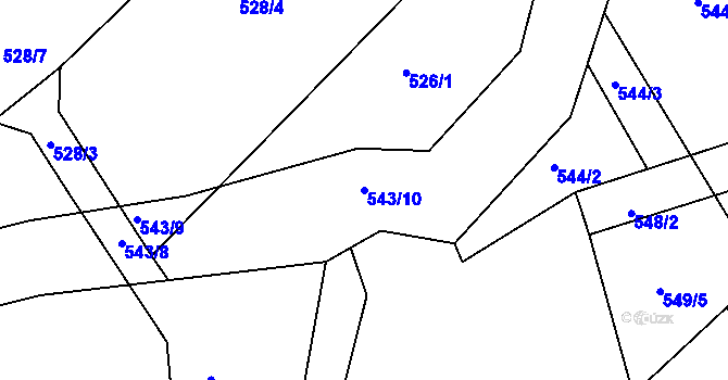Parcela st. 543/10 v KÚ Polánka u Moravského Krumlova, Katastrální mapa