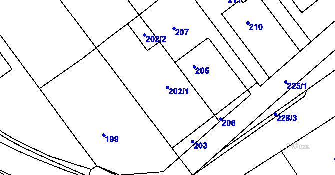 Parcela st. 202/1 v KÚ Polánka u Moravského Krumlova, Katastrální mapa
