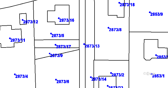 Parcela st. 2873/13 v KÚ Polanka nad Odrou, Katastrální mapa
