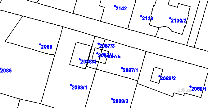 Parcela st. 2087/5 v KÚ Polanka nad Odrou, Katastrální mapa