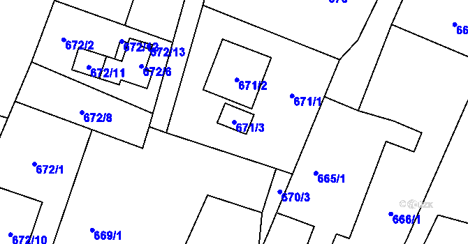 Parcela st. 671/3 v KÚ Polanka nad Odrou, Katastrální mapa