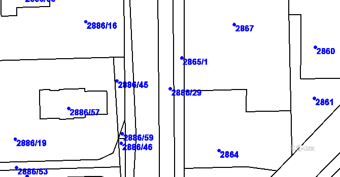Parcela st. 2886/29 v KÚ Polanka nad Odrou, Katastrální mapa