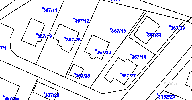 Parcela st. 367/23 v KÚ Polanka nad Odrou, Katastrální mapa
