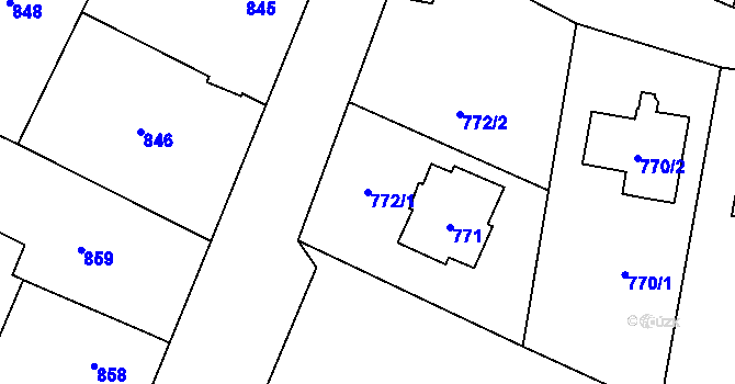 Parcela st. 772/1 v KÚ Polanka nad Odrou, Katastrální mapa