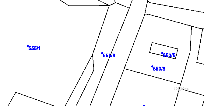 Parcela st. 555/9 v KÚ Polanka nad Odrou, Katastrální mapa