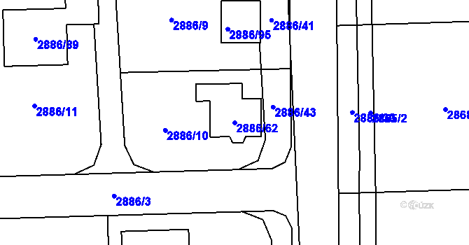 Parcela st. 2886/62 v KÚ Polanka nad Odrou, Katastrální mapa