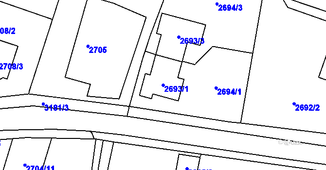 Parcela st. 2693/1 v KÚ Polanka nad Odrou, Katastrální mapa