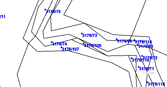 Parcela st. 3176/109 v KÚ Polanka nad Odrou, Katastrální mapa