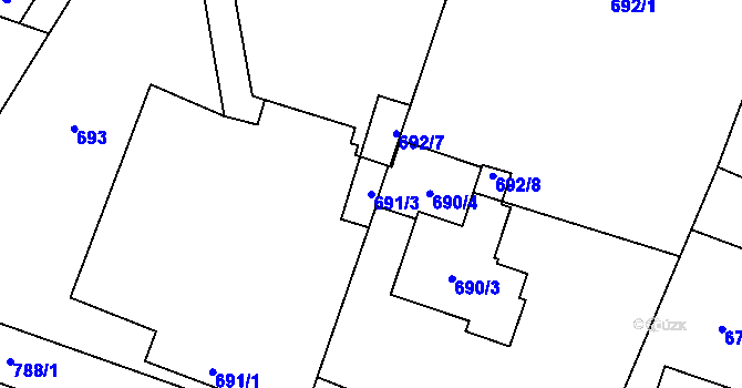Parcela st. 691/3 v KÚ Polanka nad Odrou, Katastrální mapa