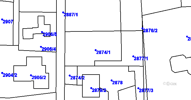 Parcela st. 2874/1 v KÚ Polanka nad Odrou, Katastrální mapa