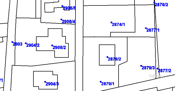 Parcela st. 2874/2 v KÚ Polanka nad Odrou, Katastrální mapa