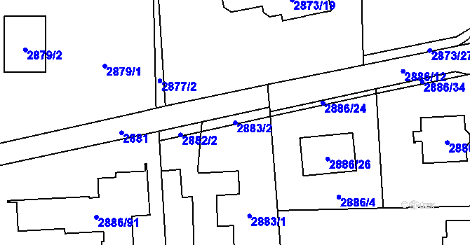 Parcela st. 2883/2 v KÚ Polanka nad Odrou, Katastrální mapa