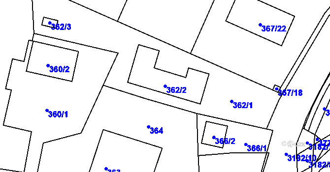 Parcela st. 362/2 v KÚ Polanka nad Odrou, Katastrální mapa