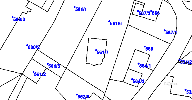 Parcela st. 561/7 v KÚ Polanka nad Odrou, Katastrální mapa