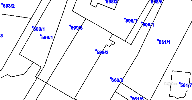 Parcela st. 599/2 v KÚ Polanka nad Odrou, Katastrální mapa