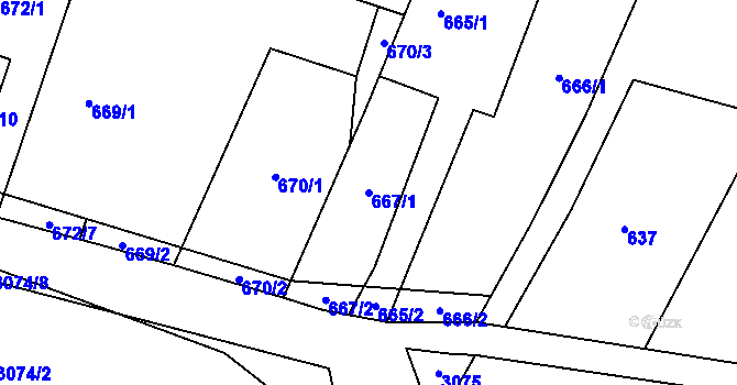 Parcela st. 667/1 v KÚ Polanka nad Odrou, Katastrální mapa