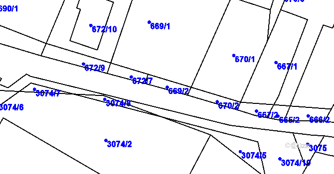 Parcela st. 669/2 v KÚ Polanka nad Odrou, Katastrální mapa
