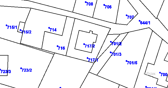 Parcela st. 717/2 v KÚ Polanka nad Odrou, Katastrální mapa