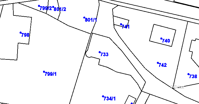 Parcela st. 733 v KÚ Polanka nad Odrou, Katastrální mapa