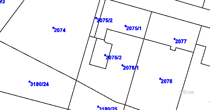 Parcela st. 2076/2 v KÚ Polanka nad Odrou, Katastrální mapa