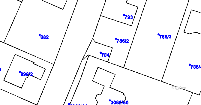 Parcela st. 784 v KÚ Polanka nad Odrou, Katastrální mapa