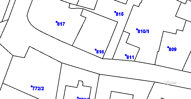 Parcela st. 816 v KÚ Polanka nad Odrou, Katastrální mapa