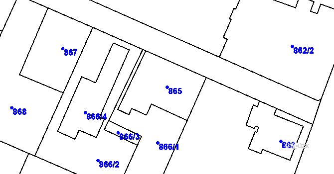 Parcela st. 865 v KÚ Polanka nad Odrou, Katastrální mapa