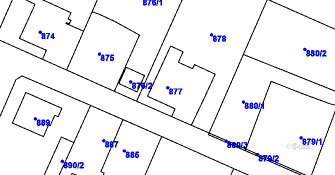 Parcela st. 877 v KÚ Polanka nad Odrou, Katastrální mapa