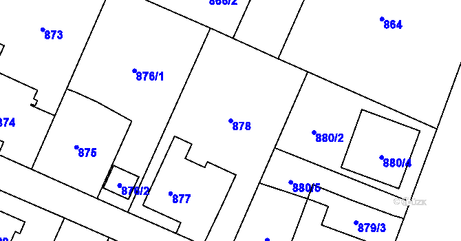 Parcela st. 878 v KÚ Polanka nad Odrou, Katastrální mapa