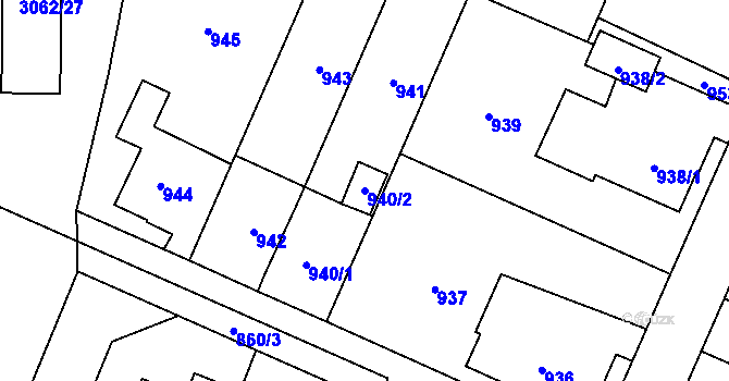 Parcela st. 940/2 v KÚ Polanka nad Odrou, Katastrální mapa