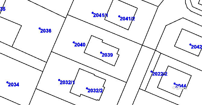 Parcela st. 2039 v KÚ Polanka nad Odrou, Katastrální mapa
