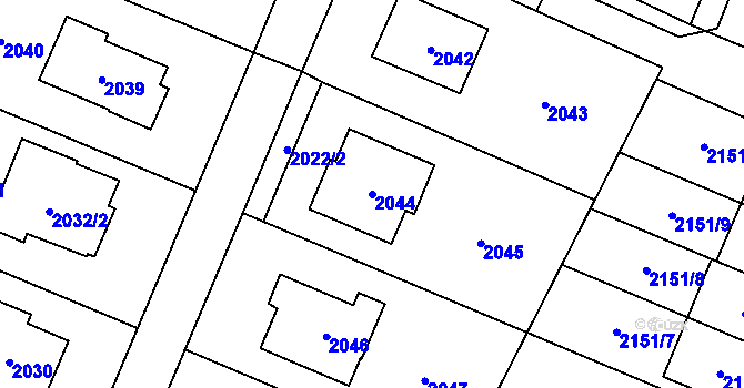Parcela st. 2044 v KÚ Polanka nad Odrou, Katastrální mapa