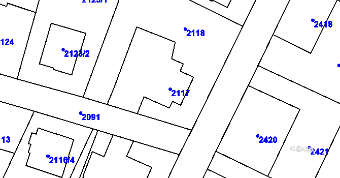Parcela st. 2117 v KÚ Polanka nad Odrou, Katastrální mapa