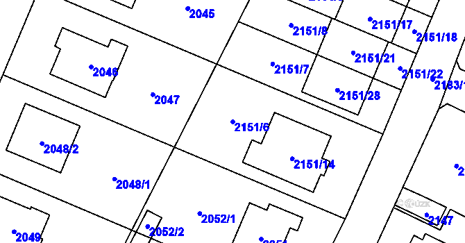 Parcela st. 2151/6 v KÚ Polanka nad Odrou, Katastrální mapa