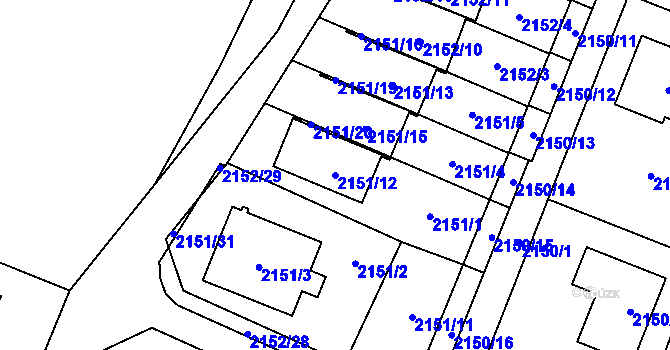 Parcela st. 2151/12 v KÚ Polanka nad Odrou, Katastrální mapa