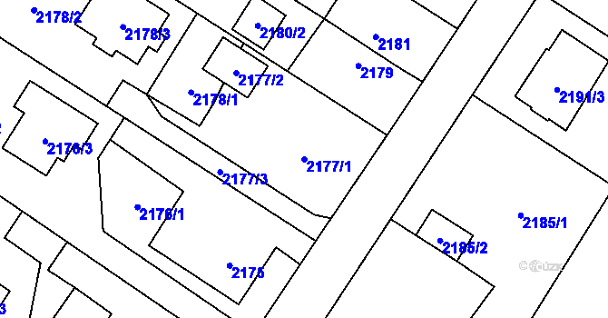 Parcela st. 2177/1 v KÚ Polanka nad Odrou, Katastrální mapa